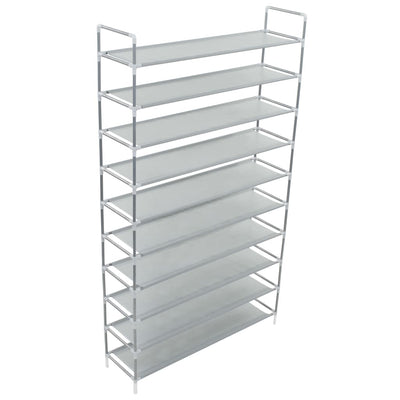 vidaXL Shoe Rack with 10 Shelves Metal and Non-woven Fabric Black