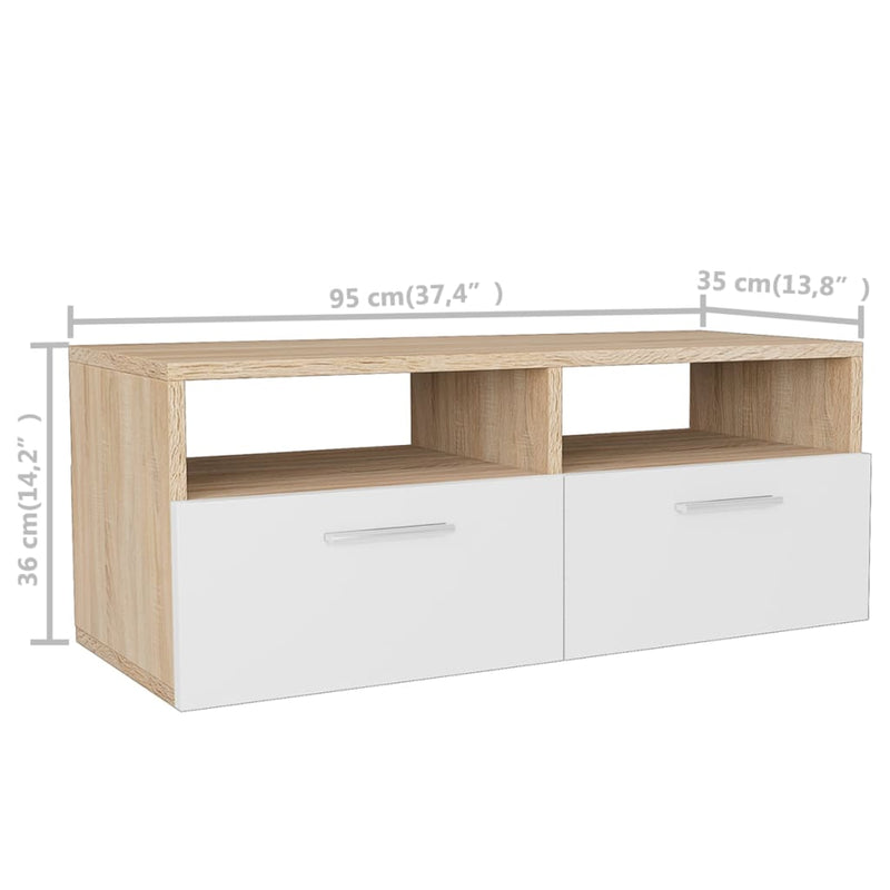 vidaXL TV Cabinet Engineered Wood 95x35x36 cm White