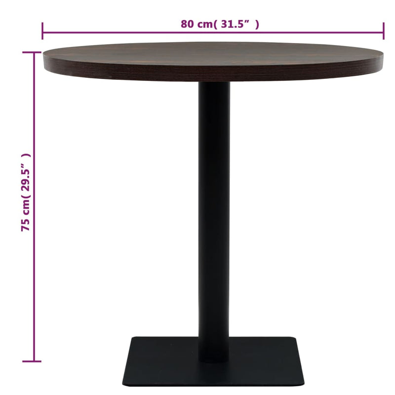 vidaXL Bistro Table MDF and Steel Round 60x75 cm Oak Colour
