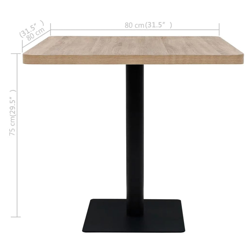vidaXL Bistro Table MDF and Steel Round 60x75 cm Oak Colour