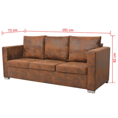 vidaXL Sofa Set 2 Pieces Artificial Suede Leather