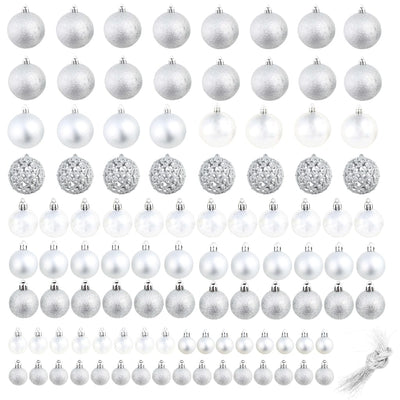 vidaXL 100 Piece Christmas Ball Set 3/4/6 cm Silver