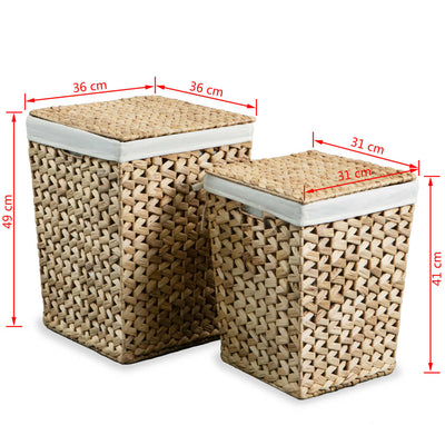 vidaXL Laundry Basket Set 2 Pieces Water Hyacinth
