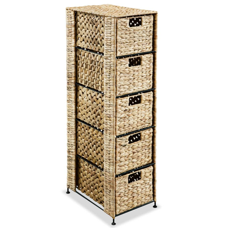 vidaXL Storage Unit with 5 Baskets 25.5x37x100 cm Water Hyacinth