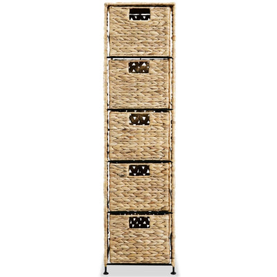 vidaXL Storage Unit with 5 Baskets 25.5x37x100 cm Water Hyacinth