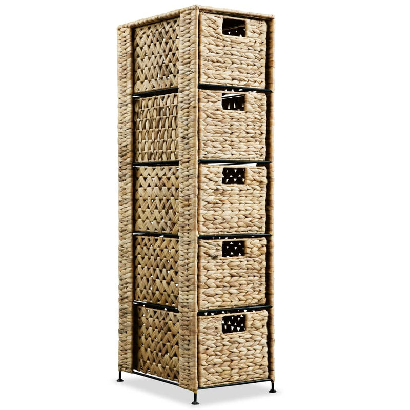 vidaXL Storage Unit with 5 Baskets 25.5x37x100 cm Water Hyacinth