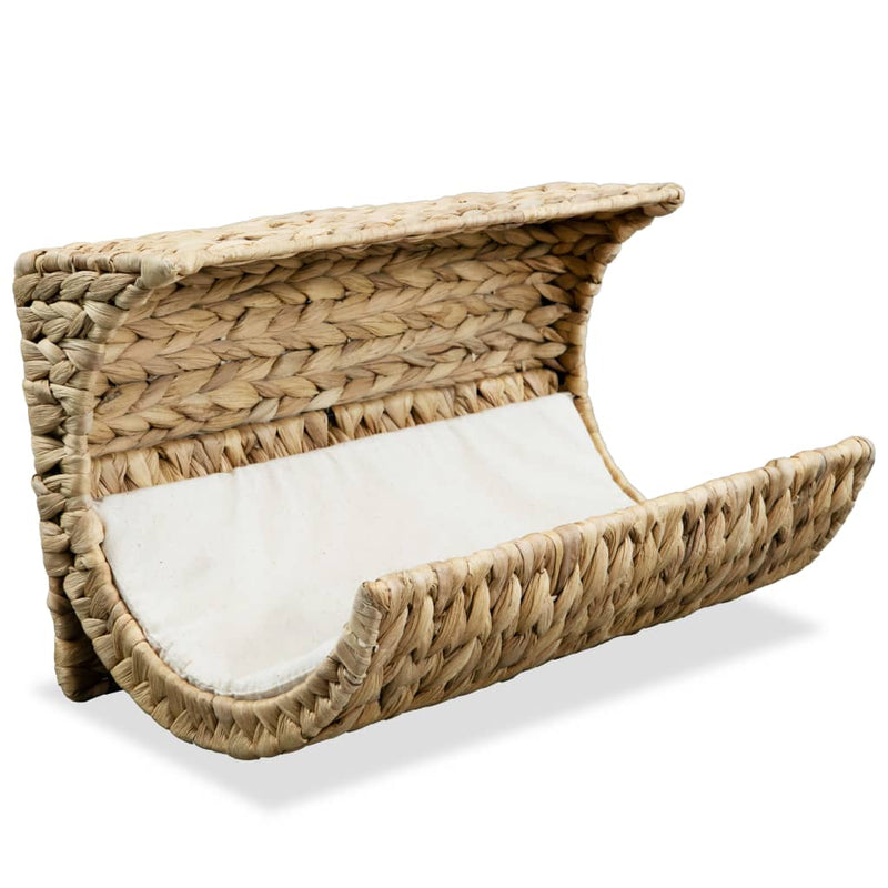 vidaXL Cat Bed with Cushion Water Hyacinth 37x20x20 cm