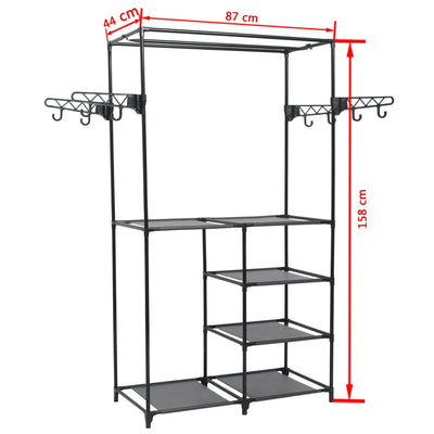 vidaXL Clothes Rack Steel and Non-woven Fabric 87x44x158 cm Black