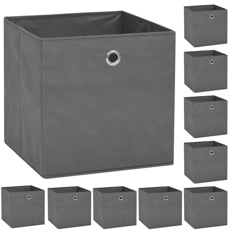 vidaXL Storage Boxes 10 pcs Non-woven Fabric 32x32x32 cm Black