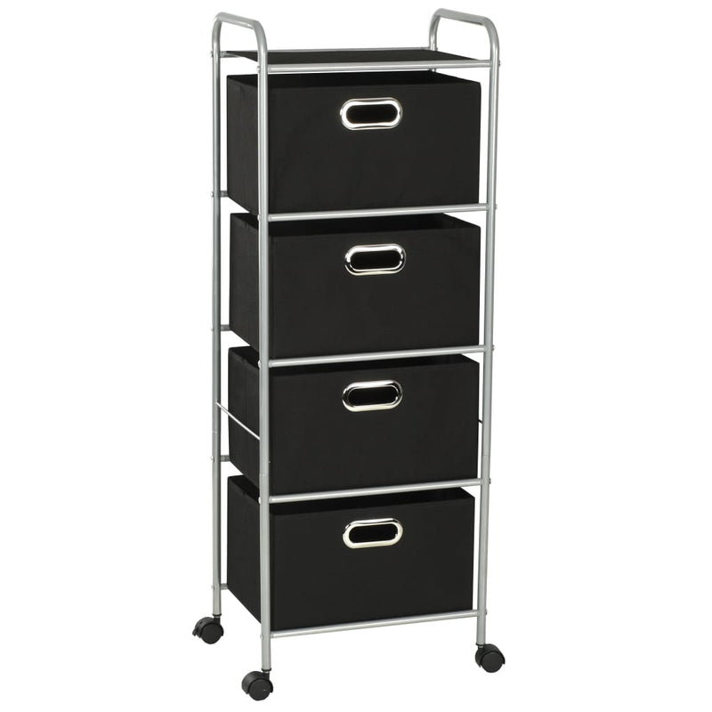 vidaXL Shelving Unit with 4 Storage Boxes Steel and Non-woven Fabric