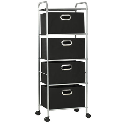 vidaXL Shelving Unit with 4 Storage Boxes Steel and Non-woven Fabric