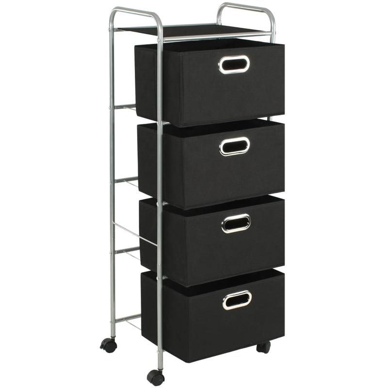 vidaXL Shelving Unit with 4 Storage Boxes Steel and Non-woven Fabric
