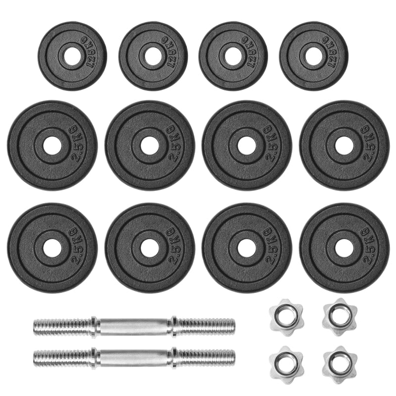 vidaXL 18 Piece Dumbbell Set 30 kg Cast Iron