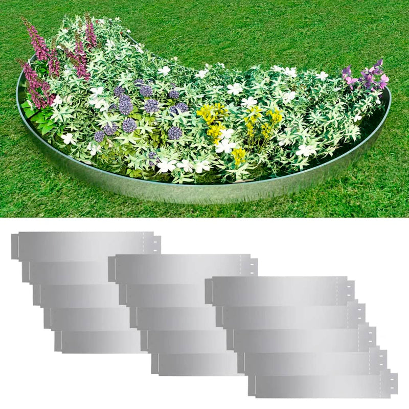 vidaXL Lawn Fence 15 pcs Galvanised Steel 100x20 cm
