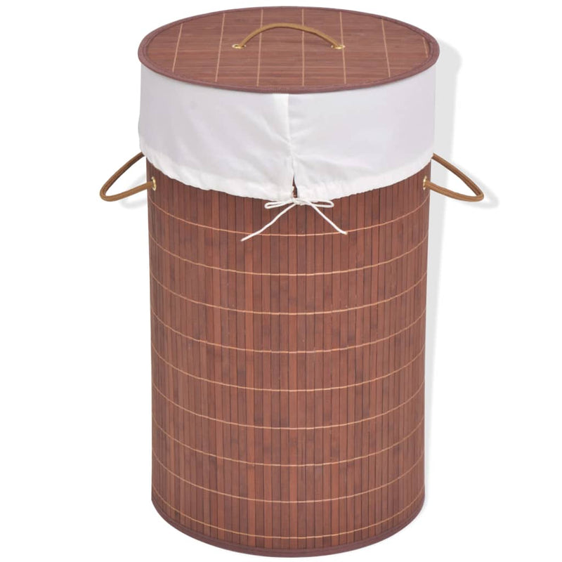 vidaXL Bamboo Laundry Bin Oval Brown