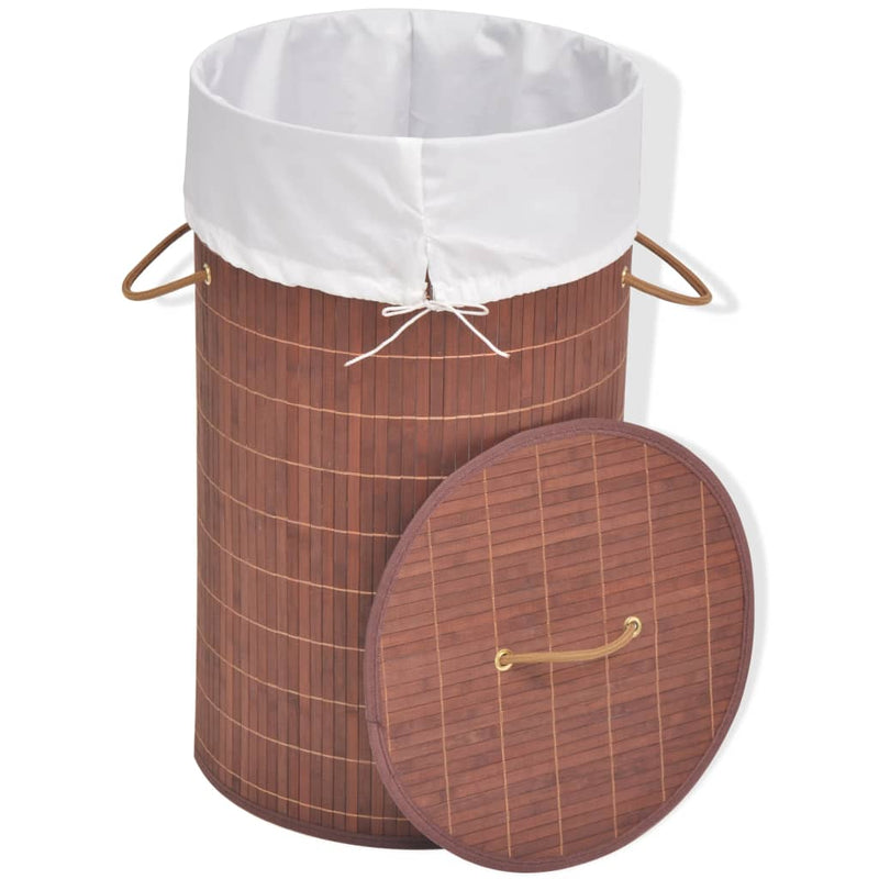 vidaXL Bamboo Laundry Bin Oval Brown