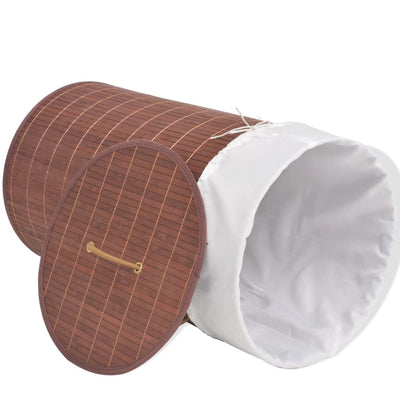 vidaXL Bamboo Laundry Bin Oval Brown