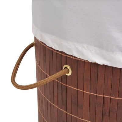vidaXL Bamboo Laundry Bin Oval Brown