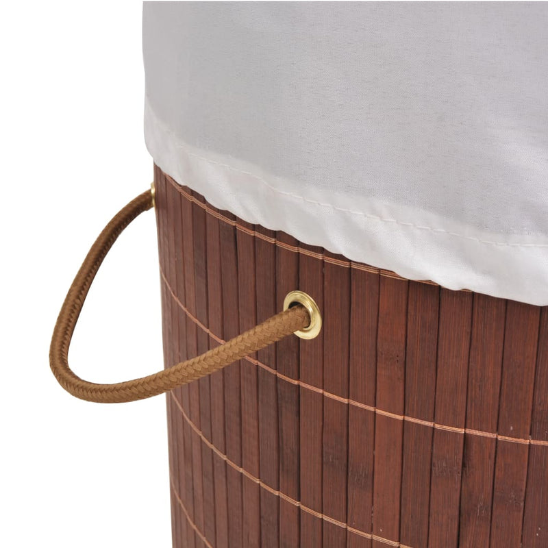 vidaXL Bamboo Laundry Bin Oval Brown