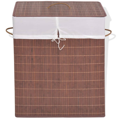 vidaXL Bamboo Laundry Bin Oval Brown