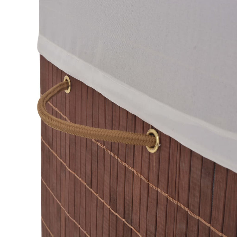 vidaXL Bamboo Laundry Bin Oval Brown