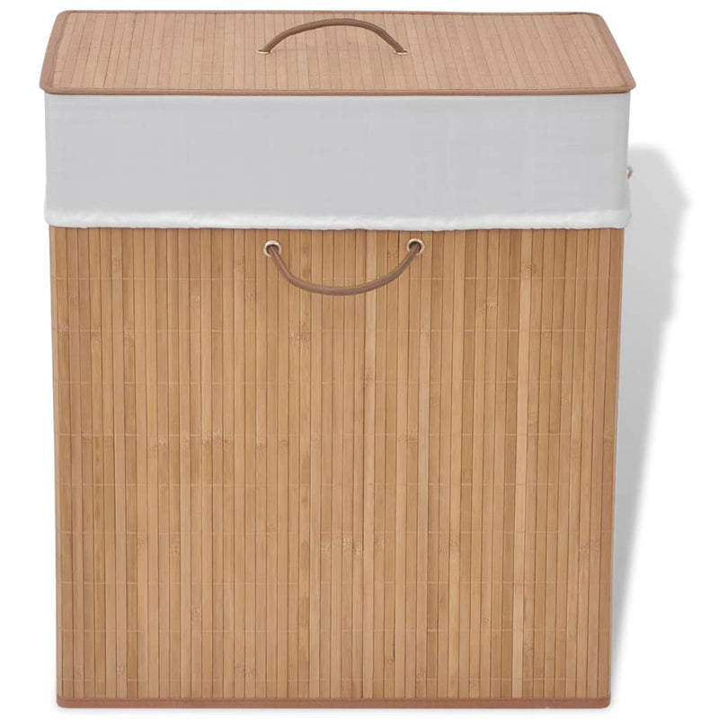 vidaXL Bamboo Laundry Bin Oval Brown