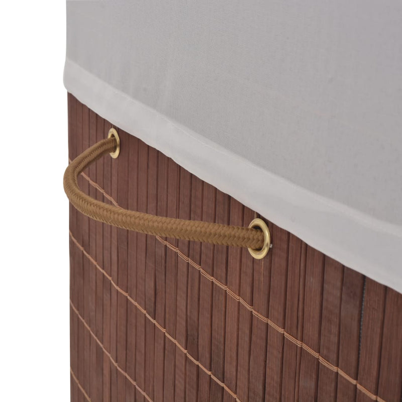 vidaXL Bamboo Laundry Bin Oval Brown