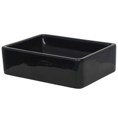 vidaXL Basin Ceramic Rectangular Black 41x30x12 cm