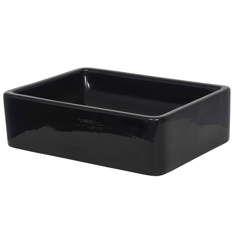 vidaXL Basin Ceramic Rectangular Black 41x30x12 cm
