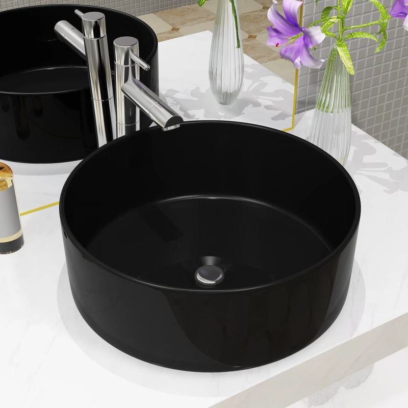 vidaXL Basin Ceramic Rectangular Black 41x30x12 cm