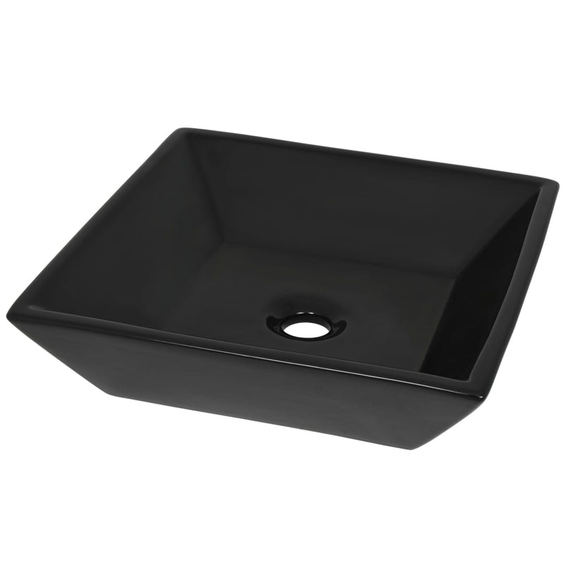 vidaXL Basin Ceramic Rectangular Black 41x30x12 cm