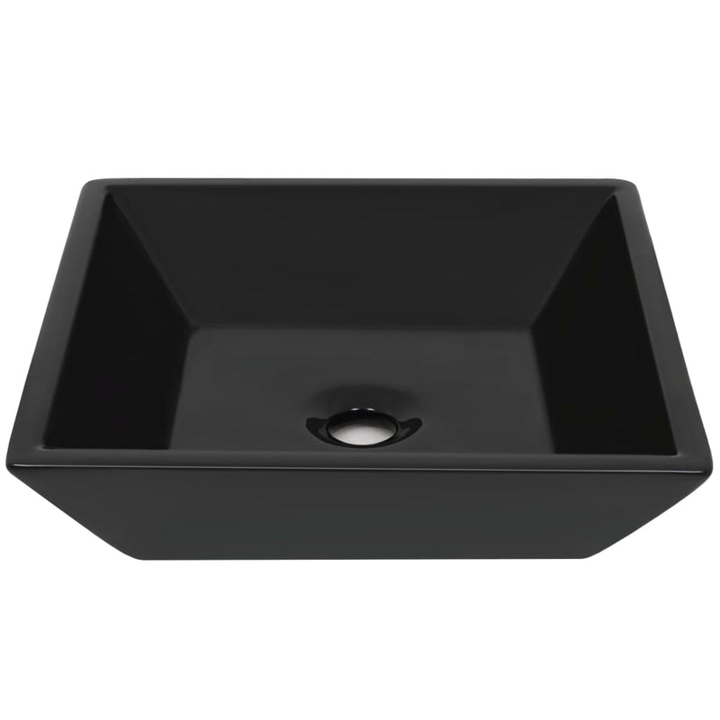 vidaXL Basin Ceramic Rectangular Black 41x30x12 cm