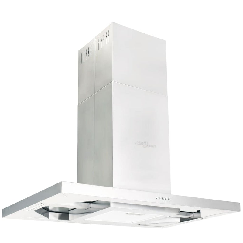 vidaXL Island Range Hood 90 cm Stainless Steel 756 m³/h LED