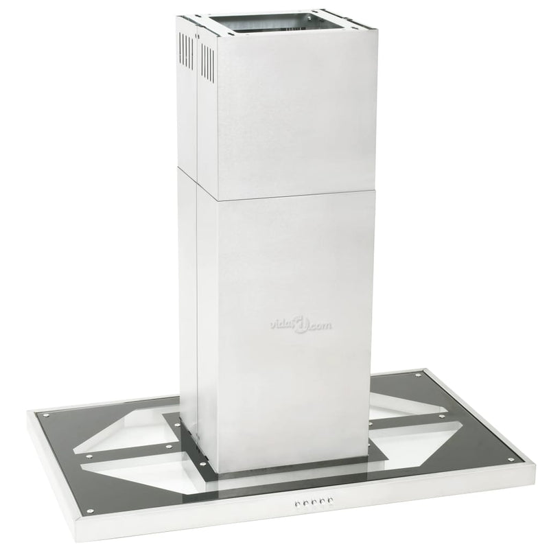 vidaXL Island Range Hood 90 cm Stainless Steel 756 m³/h LED