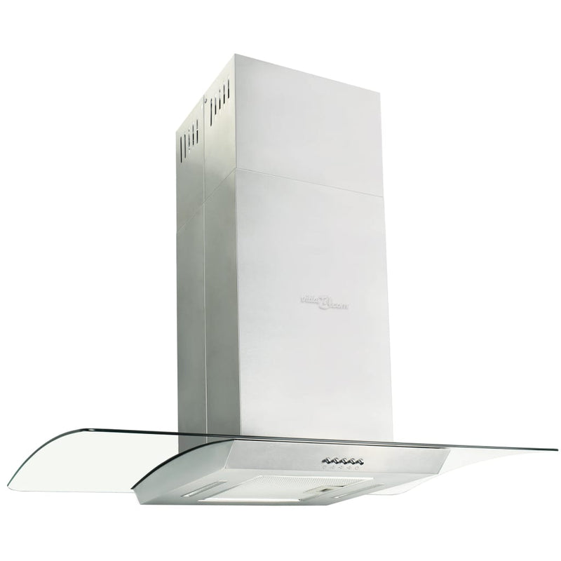 vidaXL Island Range Hood 90 cm Stainless Steel 756 m³/h LED