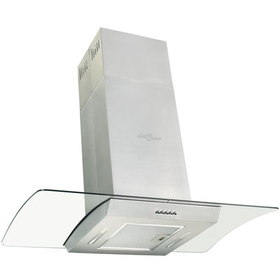vidaXL Island Range Hood 90 cm Stainless Steel 756 m³/h LED