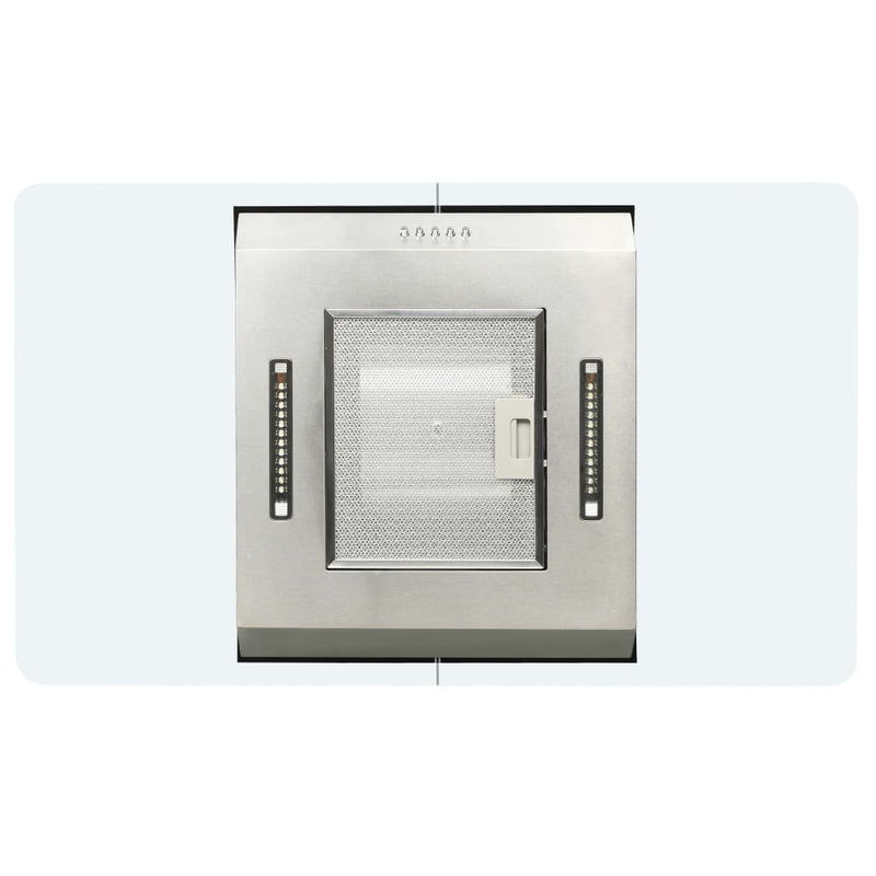 vidaXL Island Range Hood 90 cm Stainless Steel 756 m³/h LED