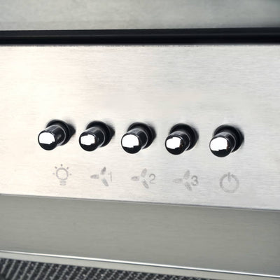 vidaXL Island Range Hood 90 cm Stainless Steel 756 m³/h LED