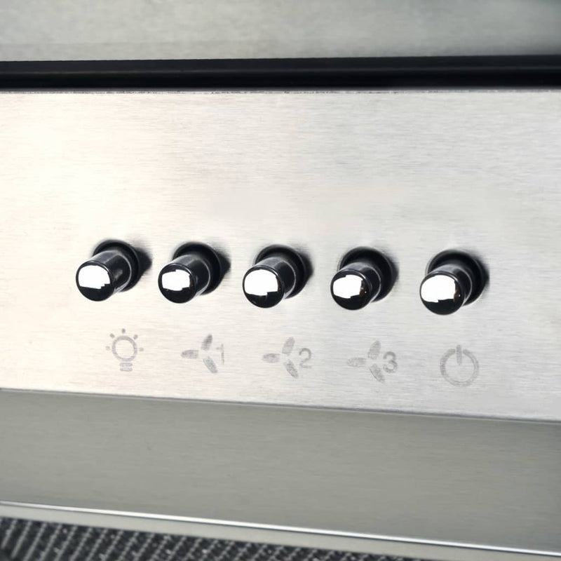 vidaXL Island Range Hood 90 cm Stainless Steel 756 m³/h LED