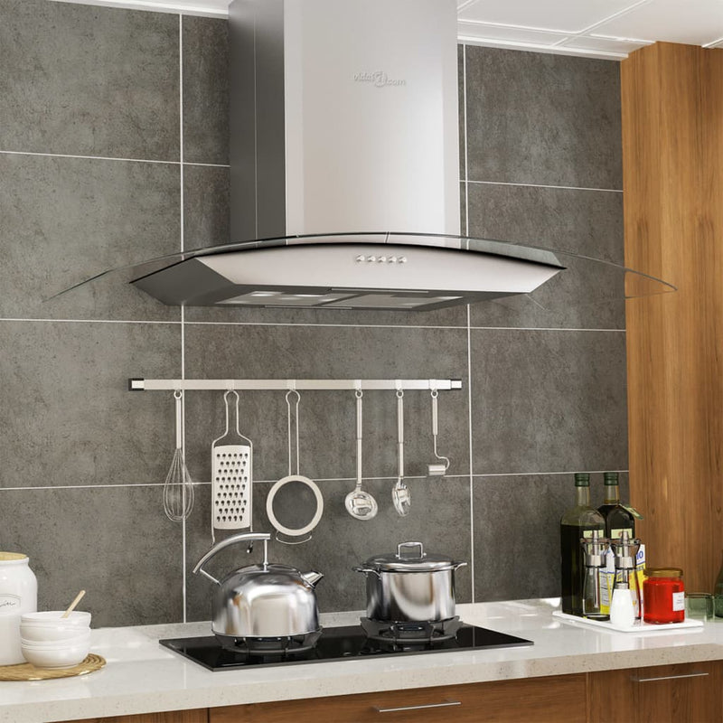 vidaXL Wall Mounted Range Hood 90 cm Stainless Steel 756 m³/h LED
