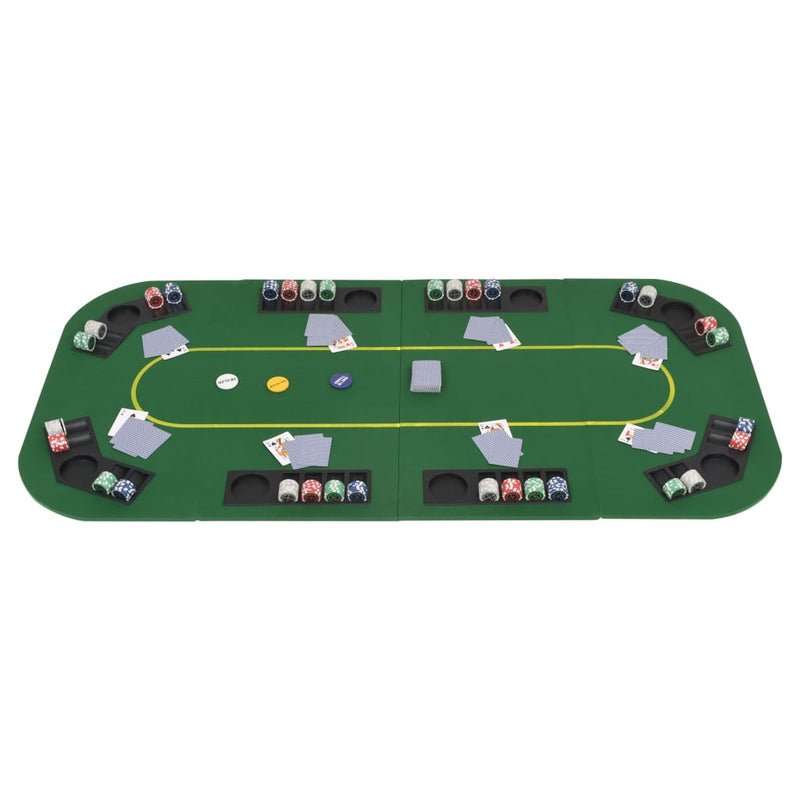 vidaXL 8-Player Folding Poker Tabletop 2 Fold Octagonal Green