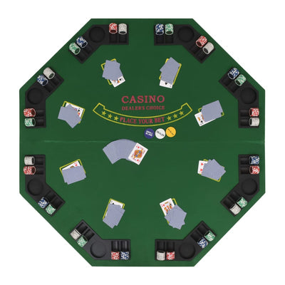 vidaXL 8-Player Folding Poker Tabletop 2 Fold Octagonal Green