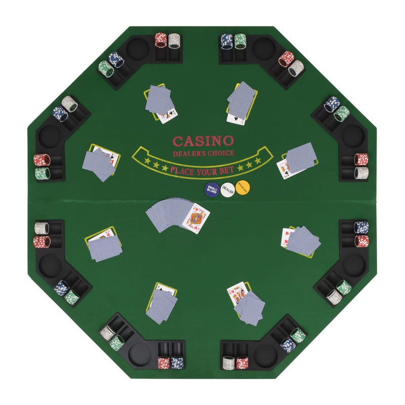 vidaXL 8-Player Folding Poker Tabletop 2 Fold Octagonal Green