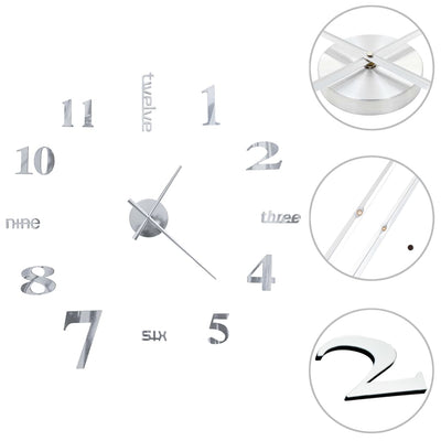 vidaXL 3D Wall Clock Modern Design 100 cm XXL Black