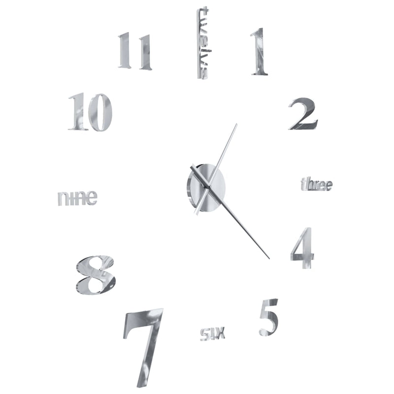 vidaXL 3D Wall Clock Modern Design 100 cm XXL Black
