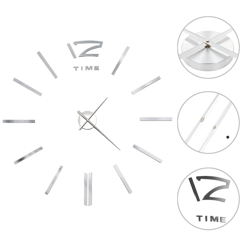 vidaXL 3D Wall Clock Modern Design 100 cm XXL Black