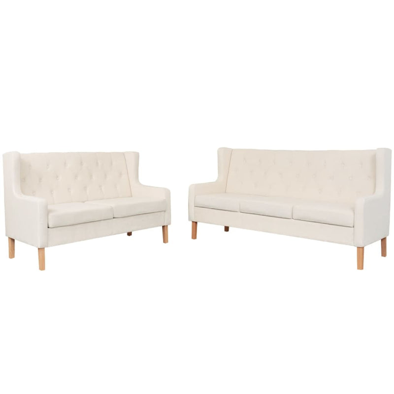 vidaXL Sofa Set 2 Pieces Fabric Cream White