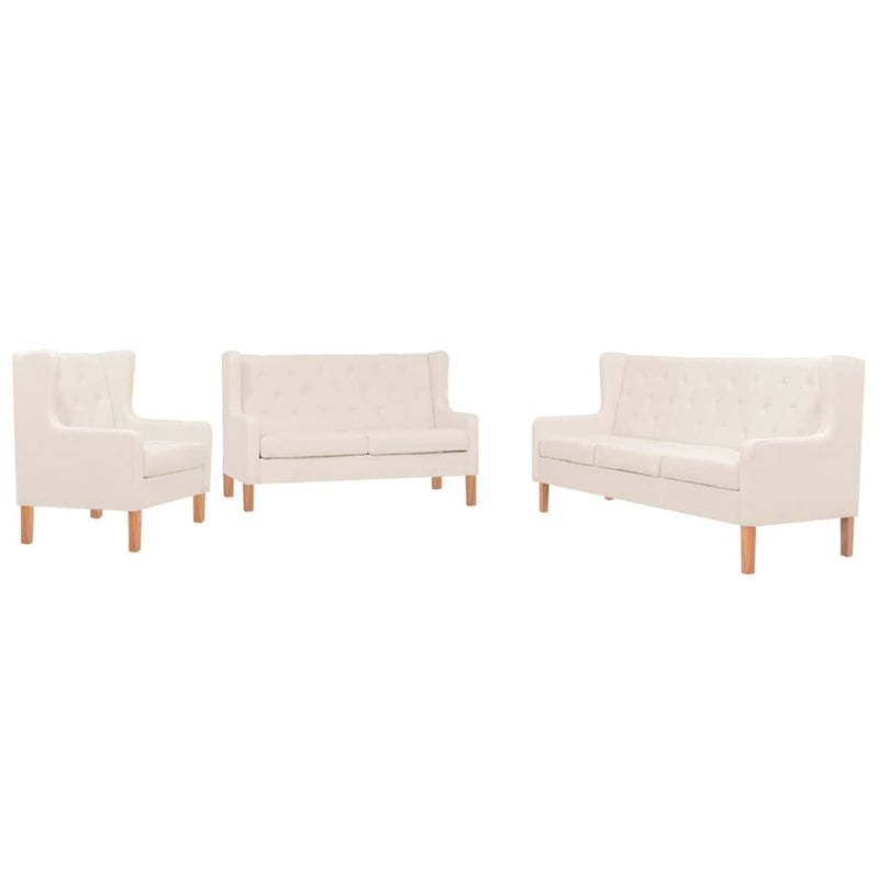 vidaXL Sofa Set 3 Pieces Fabric Cream White