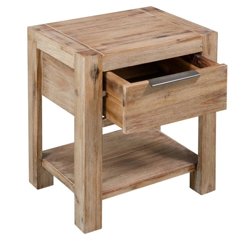 vidaXL Nightstand with Drawer 40x30x48 cm Solid Acacia Wood