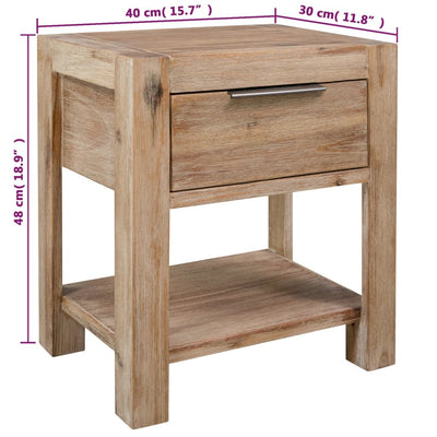 vidaXL Nightstand with Drawer 40x30x48 cm Solid Acacia Wood
